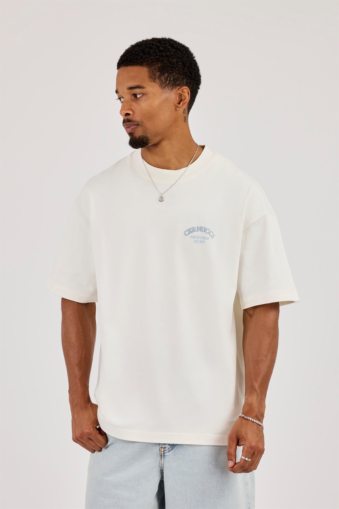 Oversized Back Logo Printed T-Shirt - Off White